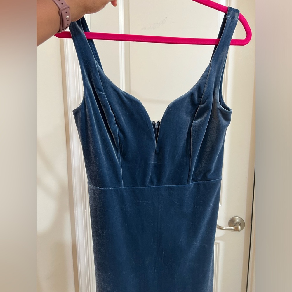 Express Velvet Blue Mini Dress - Picture 11 of 12